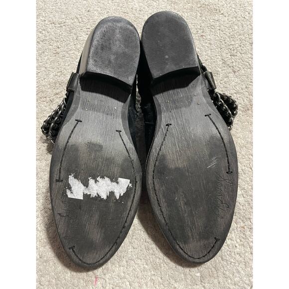 Sam Edelman Posey Suede Leather Ankle Booties Womens 9 M Metal Chain Black Boots - Picture 6 of 12